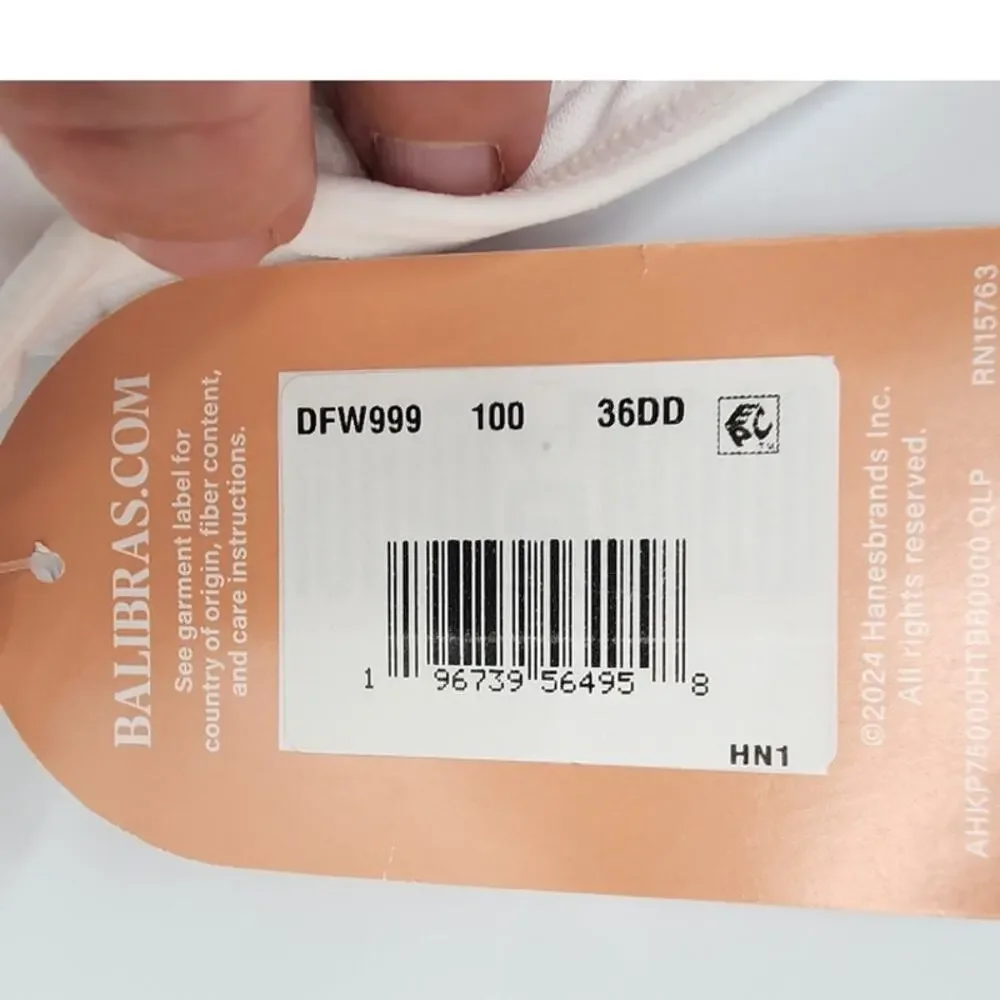 NEW NWT Bali Cool Comfort Classic White Bra Size 36DD